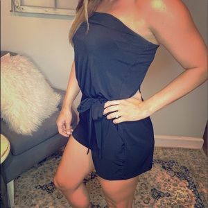 Black Strapless Romper